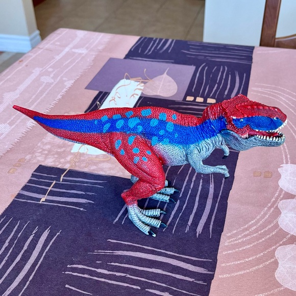 2011 Schleich Blue Red Tyrannosaurus Rex Dinosaur T-Rex D-73527 Figure - Picture 3 of 12